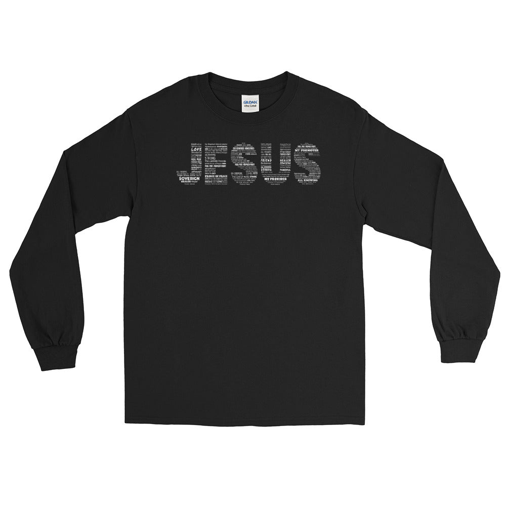 スウェット・トレーナー Luxury Street Wear Washed tee long sleeve Jesus ar unisexual mens-long-sleeve-shirt-black-